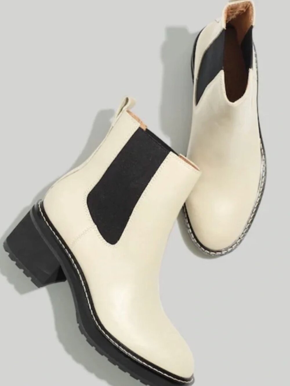 NWOT Madewell The Carina Platform Chelsea Boot in Harvest Moon White, Sizez 7